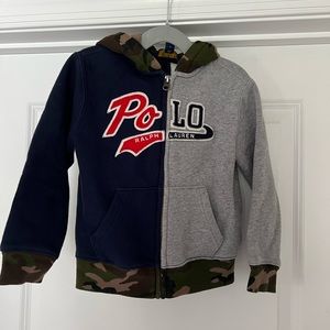 Polo by Ralph Lauren toddler sweatsuit size 4T camouflage, gray and blue